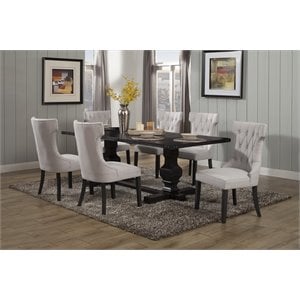 Pemberly Row Set of 2 Rubberwood Dining Side Chairs in Grey-Black