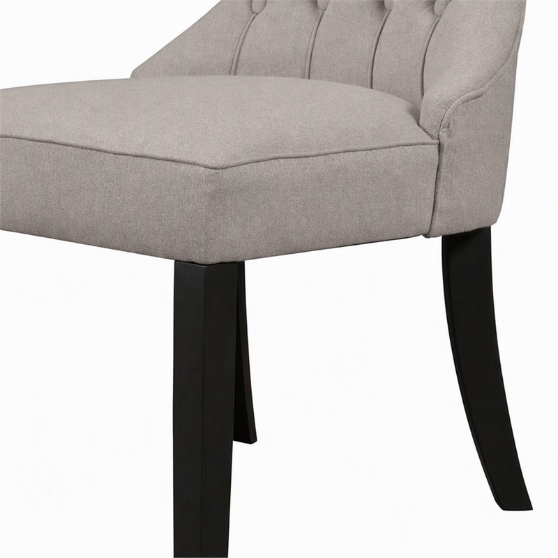Pemberly Row Set of 2 Rubberwood Dining Side Chairs in Grey-Black
