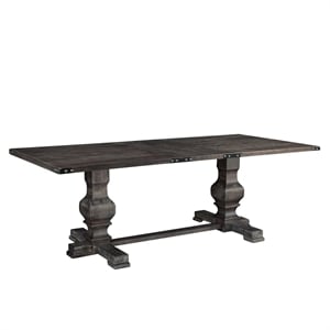 Pemberly Row Charcoal Rubberwood Fixed Trestle Dining Table 30&quot x 40&quot x 88&quot