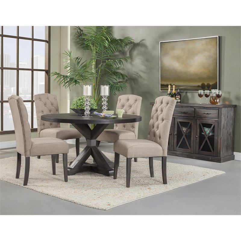 Pemberly Row Salvaged Gray Acacia Wood Sideboard with Wine Storage