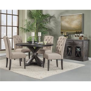 Pemberly Row Salvaged Gray Acacia Wood Sideboard with Wine Storage