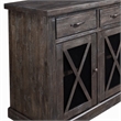 Pemberly Row Salvaged Gray Acacia Wood Sideboard with Wine Storage