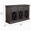 Pemberly Row Salvaged Gray Acacia Wood Sideboard with Wine Storage