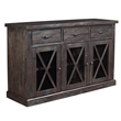 Pemberly Row Salvaged Gray Acacia Wood Sideboard with Wine Storage