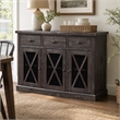 Pemberly Row Salvaged Gray Acacia Wood Sideboard with Wine Storage