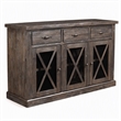 Pemberly Row Salvaged Gray Acacia Wood Sideboard with Wine Storage