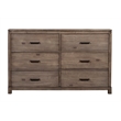 Pemberly Row 6 Drawer Mahogany Dresser in Weathered Grey Finish
