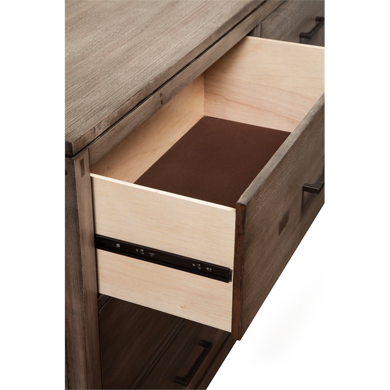 Pemberly Row 6 Drawer Mahogany Dresser in Weathered Grey Finish