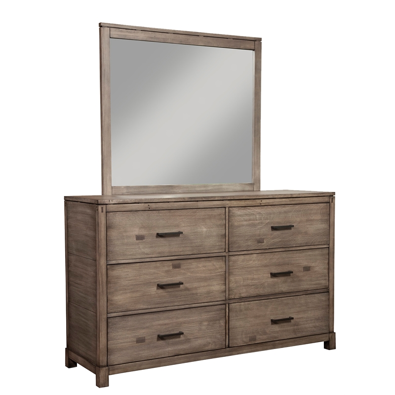 Pemberly Row 6 Drawer Mahogany Dresser in Weathered Grey Finish