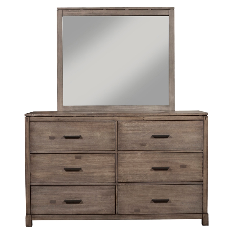 Pemberly Row 6 Drawer Mahogany Dresser in Weathered Grey Finish