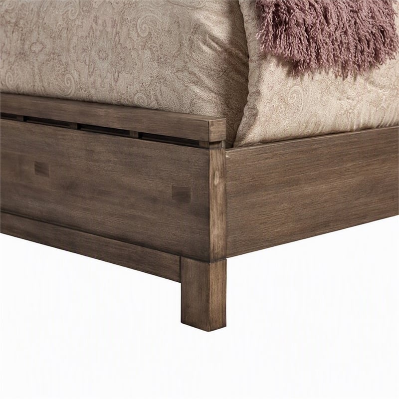 Pemberly Row Standard King Panel Bed in Weathered Grey Finish