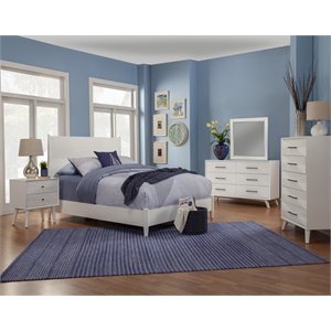 Pemberly Row Wood Bedroom Mirror in Classic White Finish