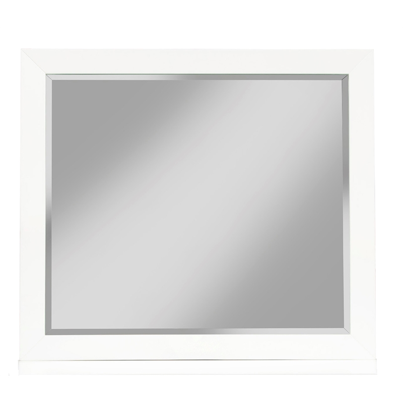 Pemberly Row Wood Bedroom Mirror in Classic White Finish