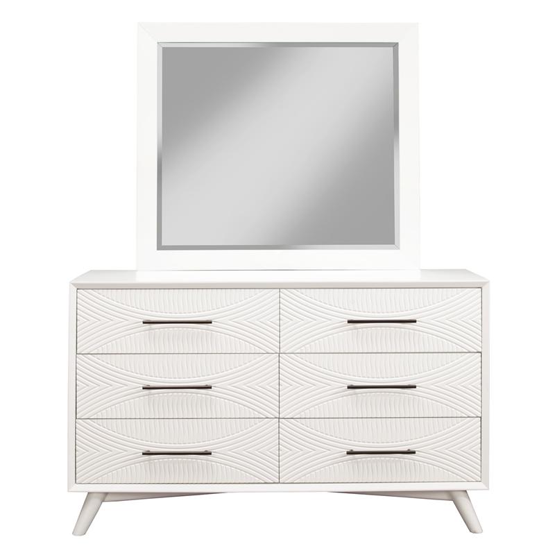 Pemberly Row Wood Bedroom Mirror in Classic White Finish