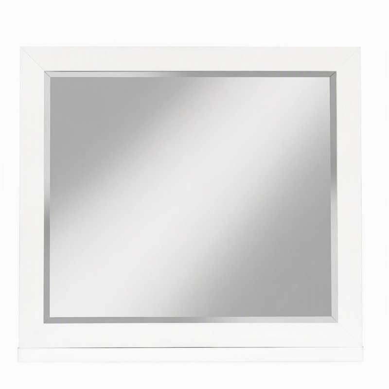 Pemberly Row Wood Bedroom Mirror in Classic White Finish
