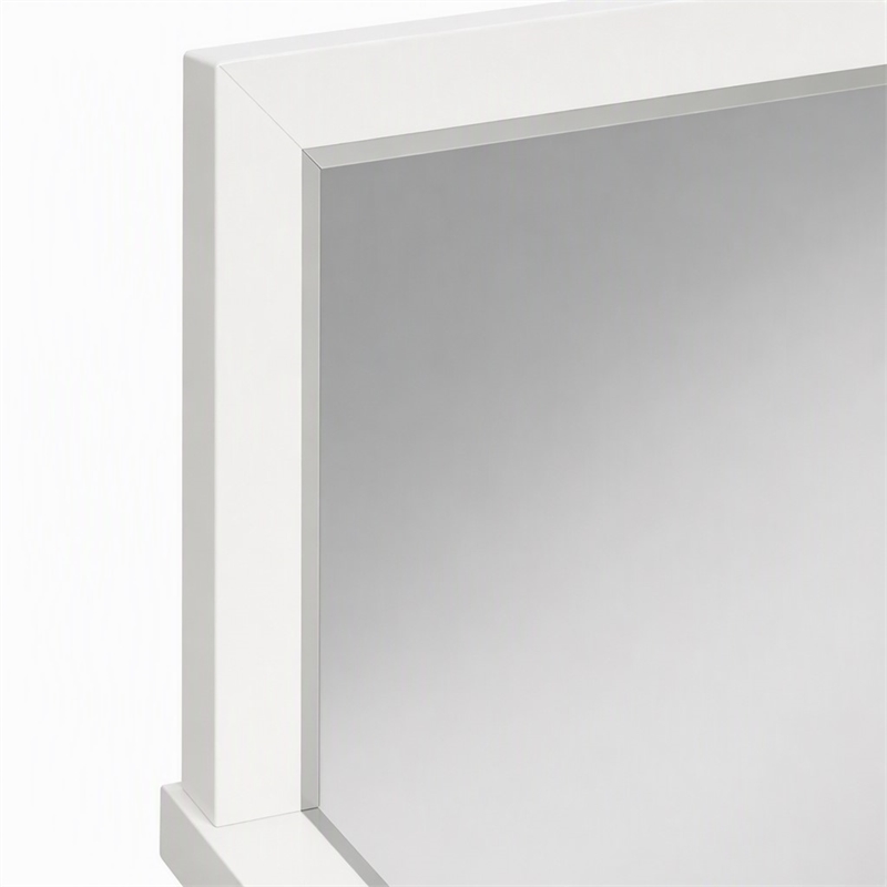 Pemberly Row Wood Bedroom Mirror in Classic White Finish