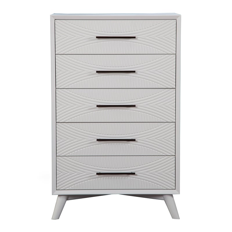 Pemberly Row 5 Drawer Wood Chest in White Finish