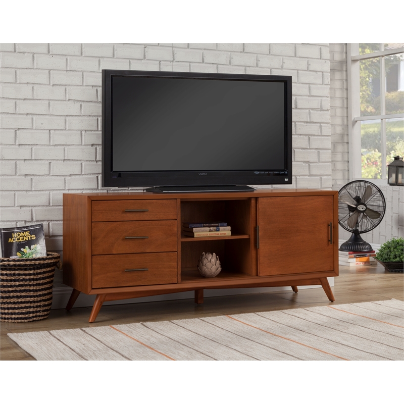 Pemberly Row Large Mahogany TV Console with Acorn Brown Finish