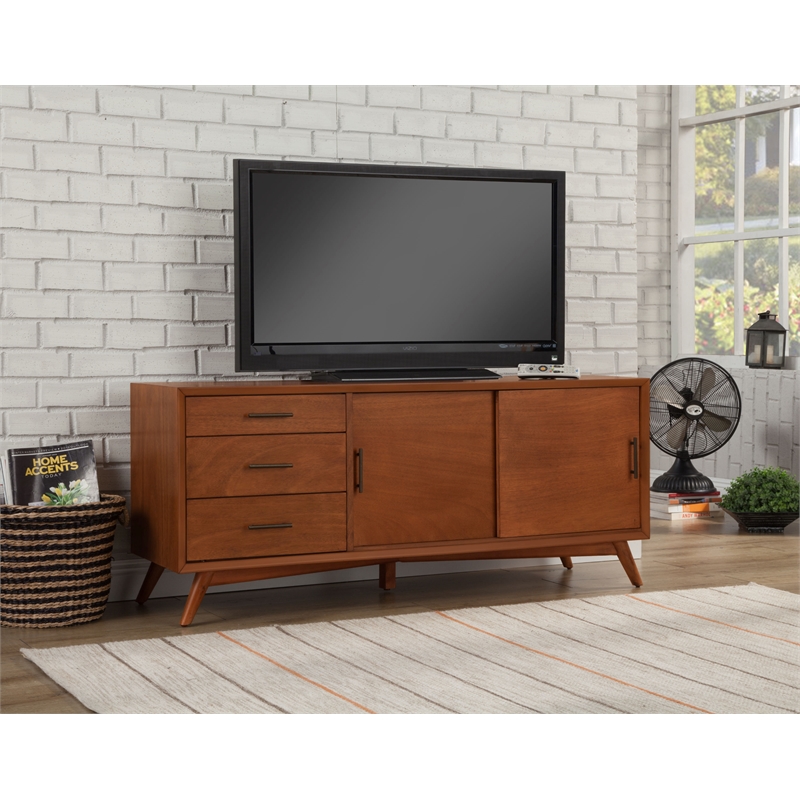 Pemberly Row Large Mahogany TV Console with Acorn Brown Finish