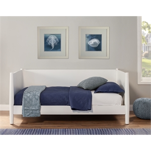 Pemberly Row Mid Century Twin Size Day Bed in White Finish