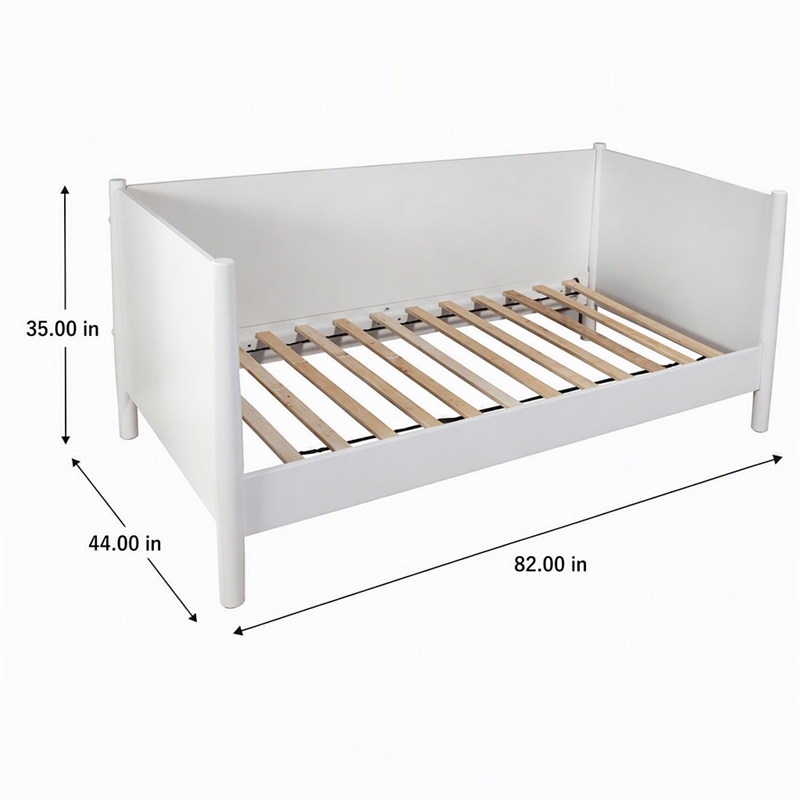 Pemberly Row Mid Century Twin Size Day Bed in White Finish