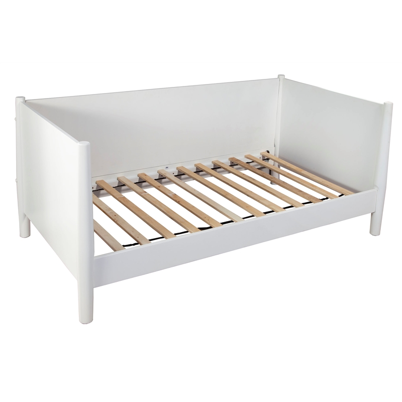 Pemberly Row Mid Century Twin Size Day Bed in White Finish