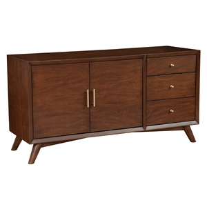Pemberly Row Wood 3-Drawer Sideboard in Walnut Finish with Mahogany