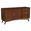 Pemberly Row Wood 3-Drawer Sideboard in Walnut Finish with Mahogany