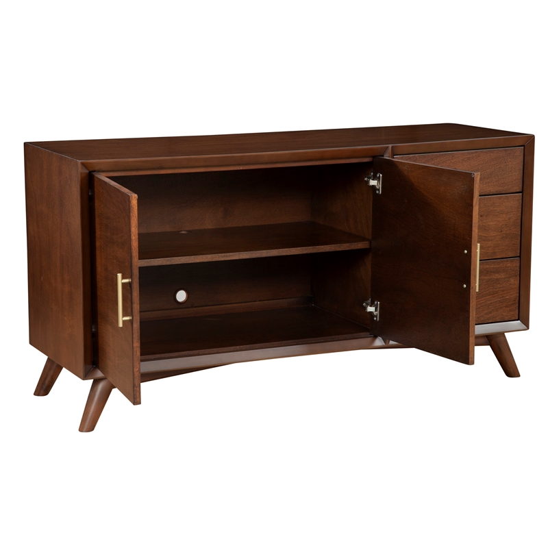 Pemberly Row Wood 3-Drawer Sideboard in Walnut Finish with Mahogany