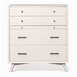 Pemberly Row Mid Century Modern 4 Drawer Chest in White Mahogany