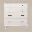 Pemberly Row Mid Century Modern 4 Drawer Chest in White Mahogany
