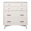 Pemberly Row Mid Century Modern 4 Drawer Chest in White Mahogany