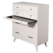 Pemberly Row Mid Century Modern 4 Drawer Chest in White Mahogany