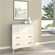 Pemberly Row Mid Century Modern 4 Drawer Chest in White Mahogany
