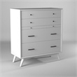 Pemberly Row Mid Century Modern 4 Drawer Chest in White Mahogany
