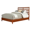 Pemberly Row Full Wood Bed with Slat Back Headboard in Brown Acorn Finish