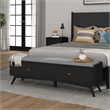 Pemberly Row Mahogany Wood Bench in Black Finish with Felt-Lined Drawer