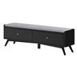 Pemberly Row Mahogany Wood Bench in Black Finish with Felt-Lined Drawer