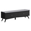 Pemberly Row Mahogany Wood Bench in Black Finish with Felt-Lined Drawer