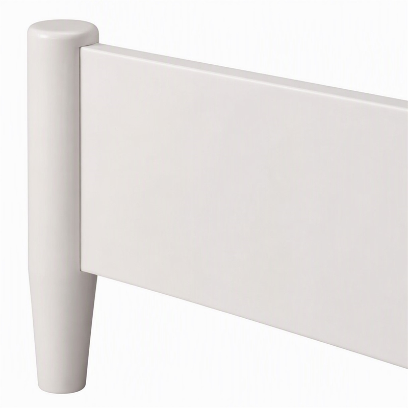 Pemberly Row Mid Century Modern King Panel Bed in White Wood Finish
