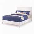 Pemberly Row Mid Century Modern Queen Panel Bed in White Wood Finish