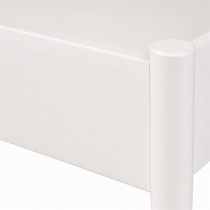 Pemberly Row Mid Century Modern Queen Panel Bed in White Wood Finish
