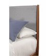 Pemberly Row Mid Century Full Wood Panel Bed with Gray Upholstery