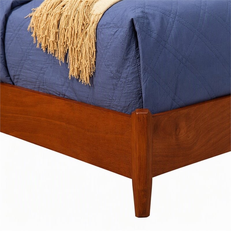 Pemberly Row King Wood Panel Bed in Mid Century Acorn Brown Finish