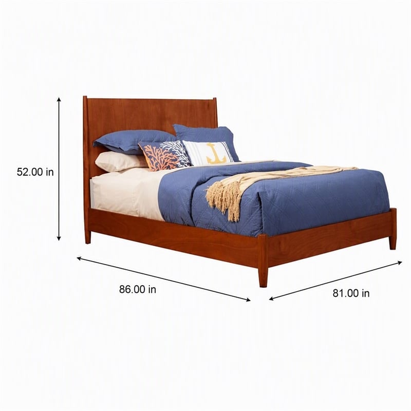 Pemberly Row King Wood Panel Bed in Mid Century Acorn Brown Finish