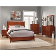 Pemberly Row Mid Century Full Size Wood Panel Bed in Acorn Brown Finish
