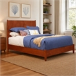Pemberly Row Mid Century Full Size Wood Panel Bed in Acorn Brown Finish