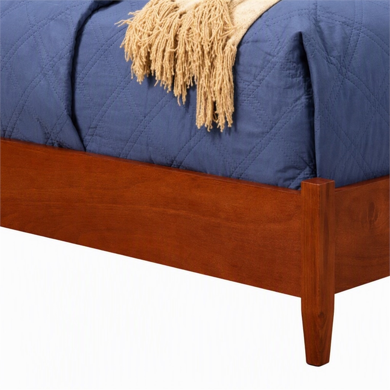 Pemberly Row Mid Century Full Size Wood Panel Bed in Acorn Brown Finish