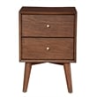 Pemberly Row Mid Century Walnut 2 Drawer Nightstand with Felt-Lined Storage
