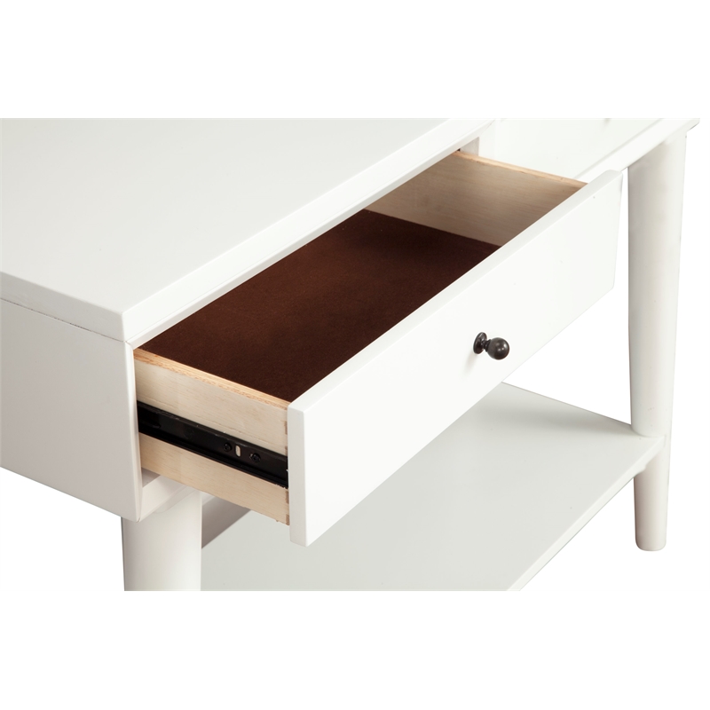 Pemberly Row Console Table with 2 Drawers in White and Mahogany Build
